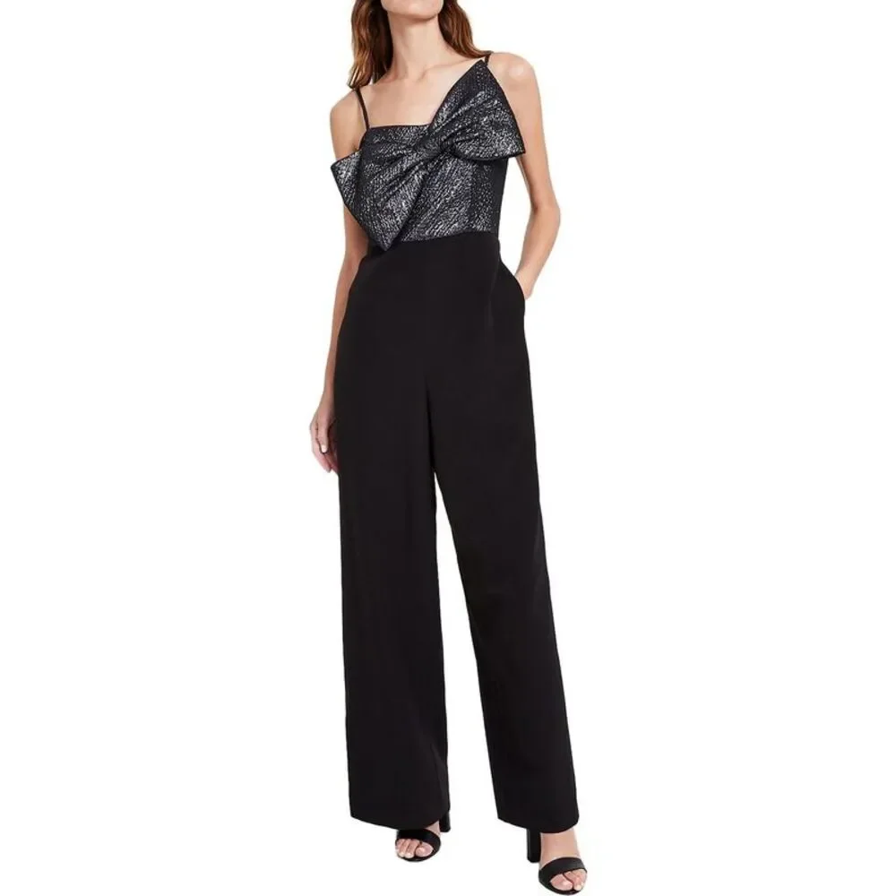 Anne Klein Womens Black Metallic Polyester Jumpsuit NWT